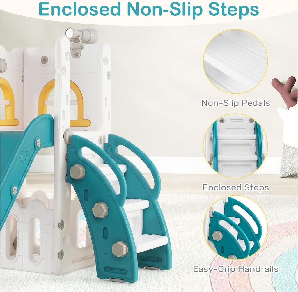 OLAKIDS Toddler Slide and Swing Set, 7 in 1 Kids Indoor Outdoor Playground  Boys Girls Aged 1+
