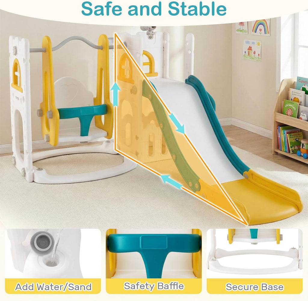 OLAKIDS Toddler Slide and Swing Set, 7 in 1 Kids Indoor Outdoor Playground  Boys Girls Aged 1+