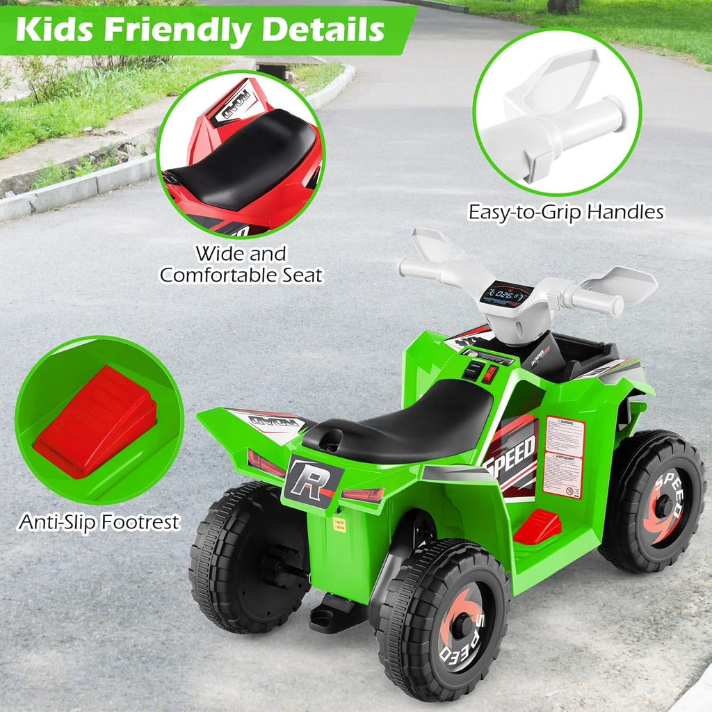 OLAKIDS 6V Kids ATV Ride On Toy with Removable Trailer and Wear Resistant Wheels
