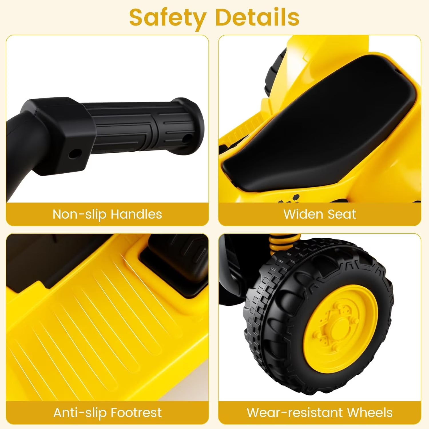 Licensed Caterpillar OLAKIDS 6V Kids ATV 4 Wheeler with LED Headlight and Horn for Toddlers 1.5-3