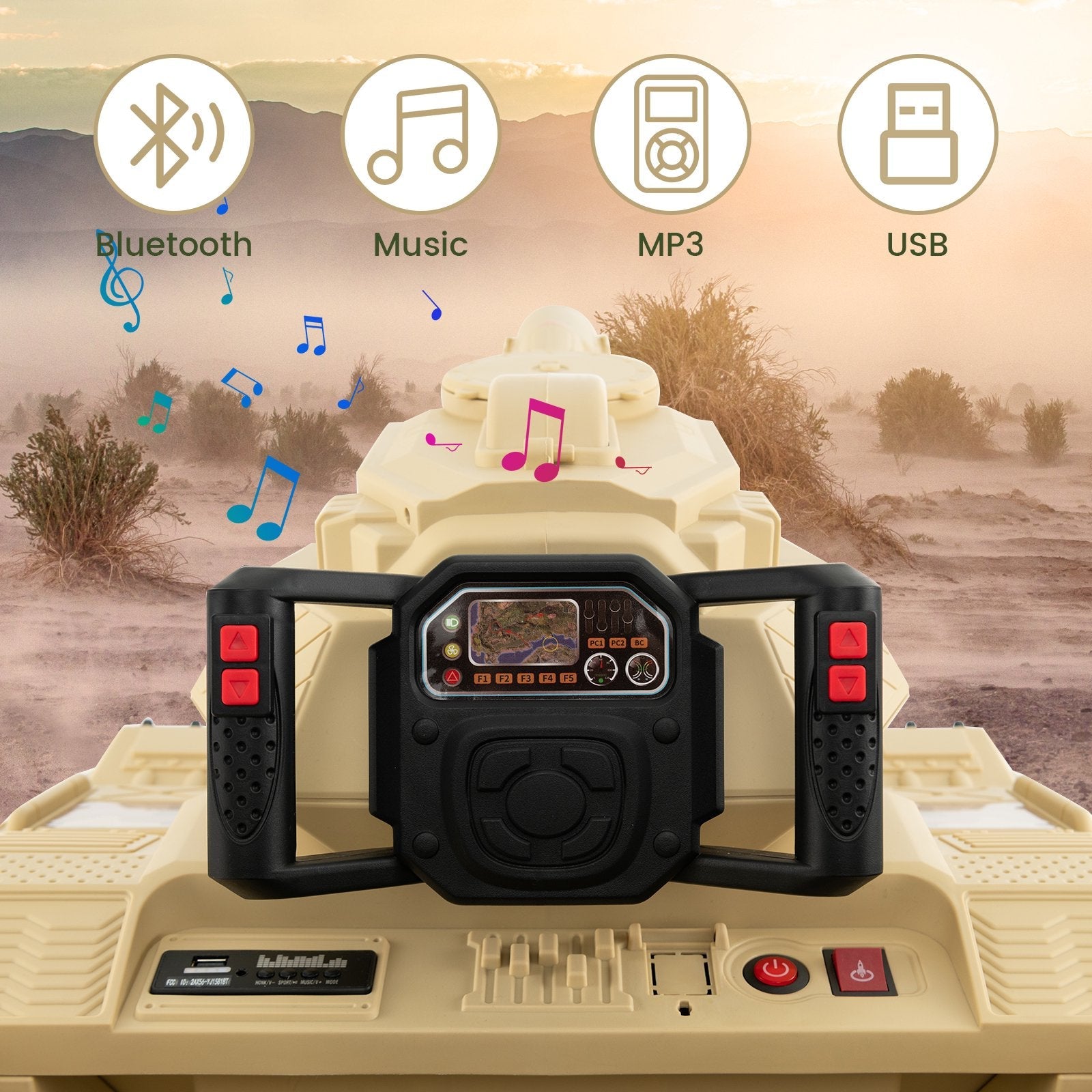 OLAKIDS 12V Ride on Car, Kids Electric Tank Battery Powered Army Tank Toy for Boys Girls