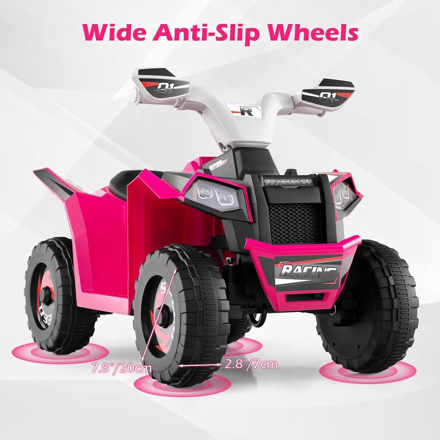OLAKIDS 6V Kids ATV Ride On Toy with Removable Trailer and Wear Resistant Wheels