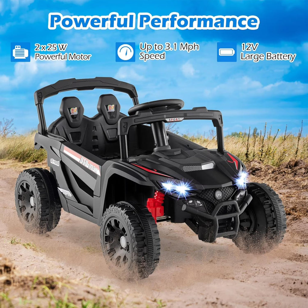 OLAKIDS 12V Ride on Car UTV, Electric Off-Road Truck for Toddlers Aged 3+ Years