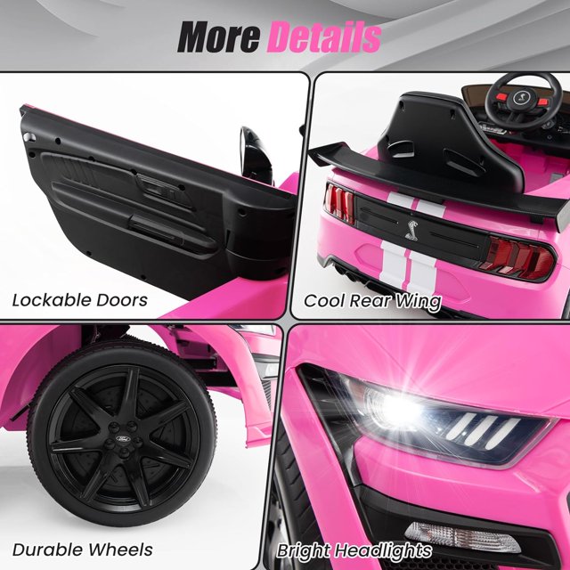 OLAKIDS Licensed Ford Mustang GT500 Ride on Car Battery Powered Electric Vehicle for Aged 3-8