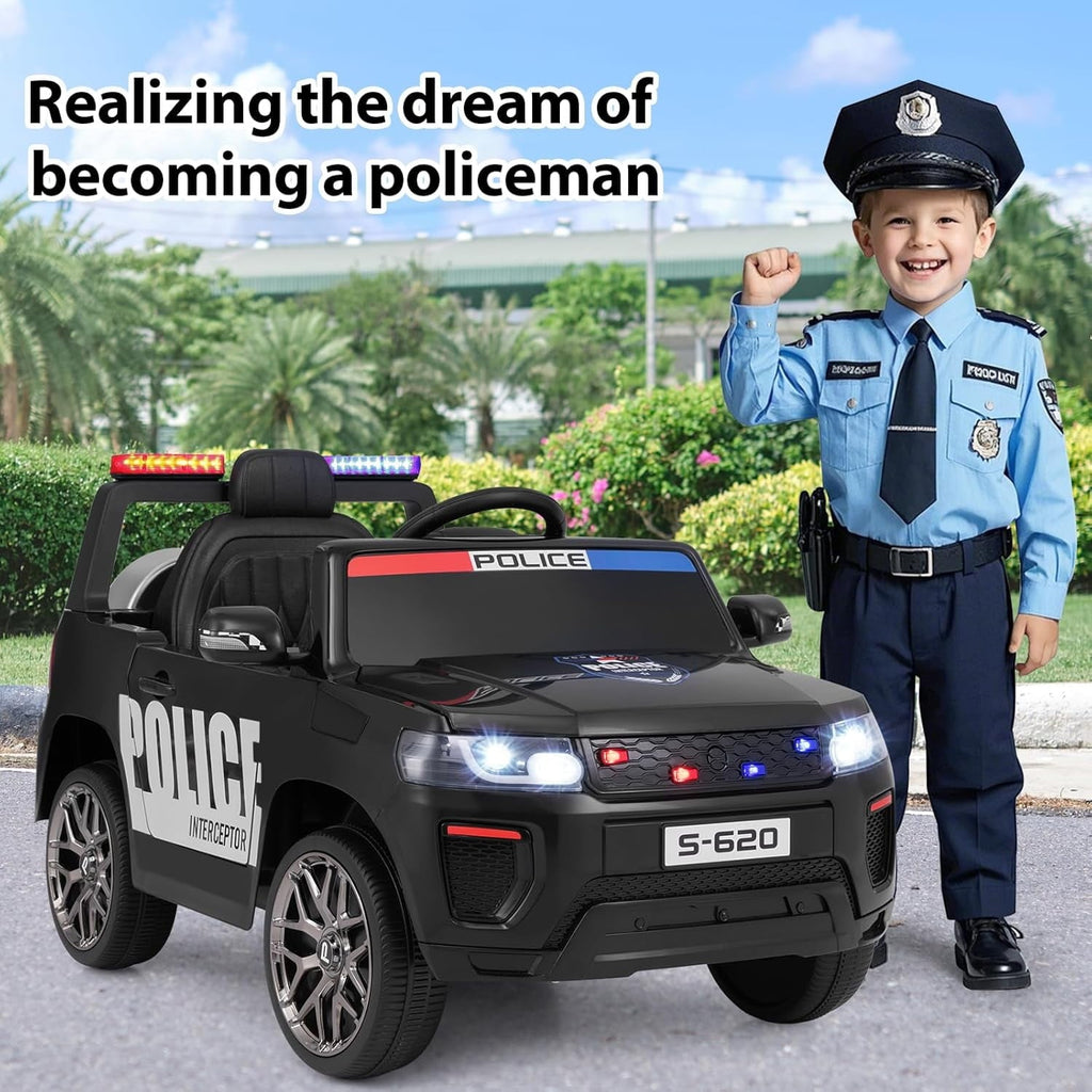 OLAKIDS Ride on Police Car 12V Kids Battery Powered Electric Vehicle for Aged 3-8 Years