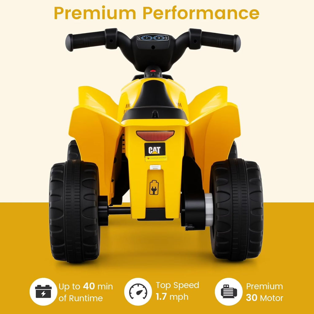 Licensed Caterpillar OLAKIDS 6V Kids ATV 4 Wheeler with LED Headlight and Horn for Toddlers 1.5-3
