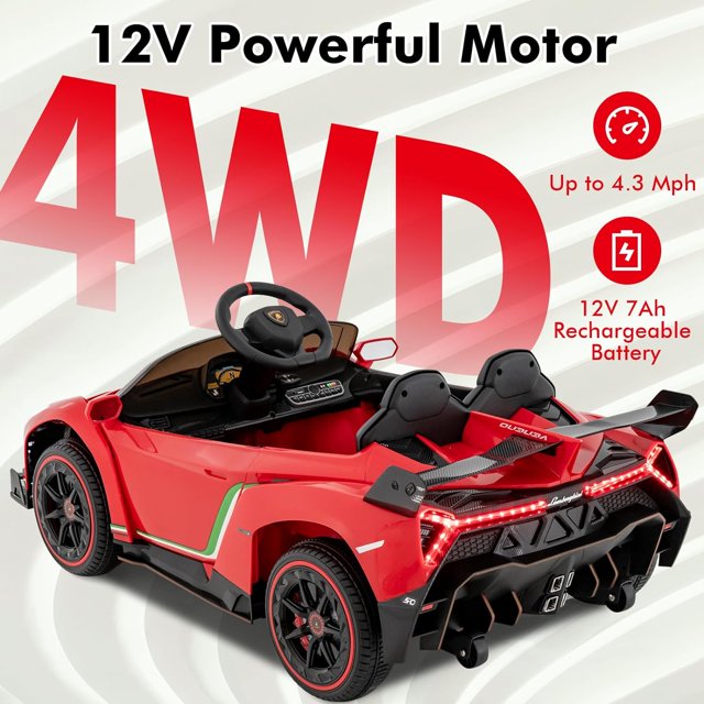 OLAKIDS 2 Seater Kids Ride on Car 12V 4WD Licensed Lamborghini Veneno