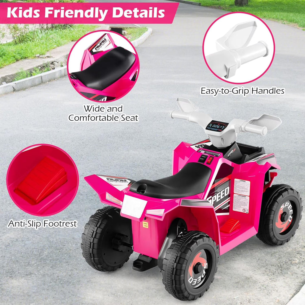 OLAKIDS 6V Kids ATV Ride On Toy with Removable Trailer and Wear Resistant Wheels
