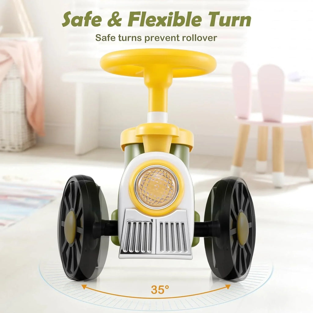 OLAKIDS Toddler Foot-to-Floor Ride On Push Car with Train Whistle and Under Seat Storage