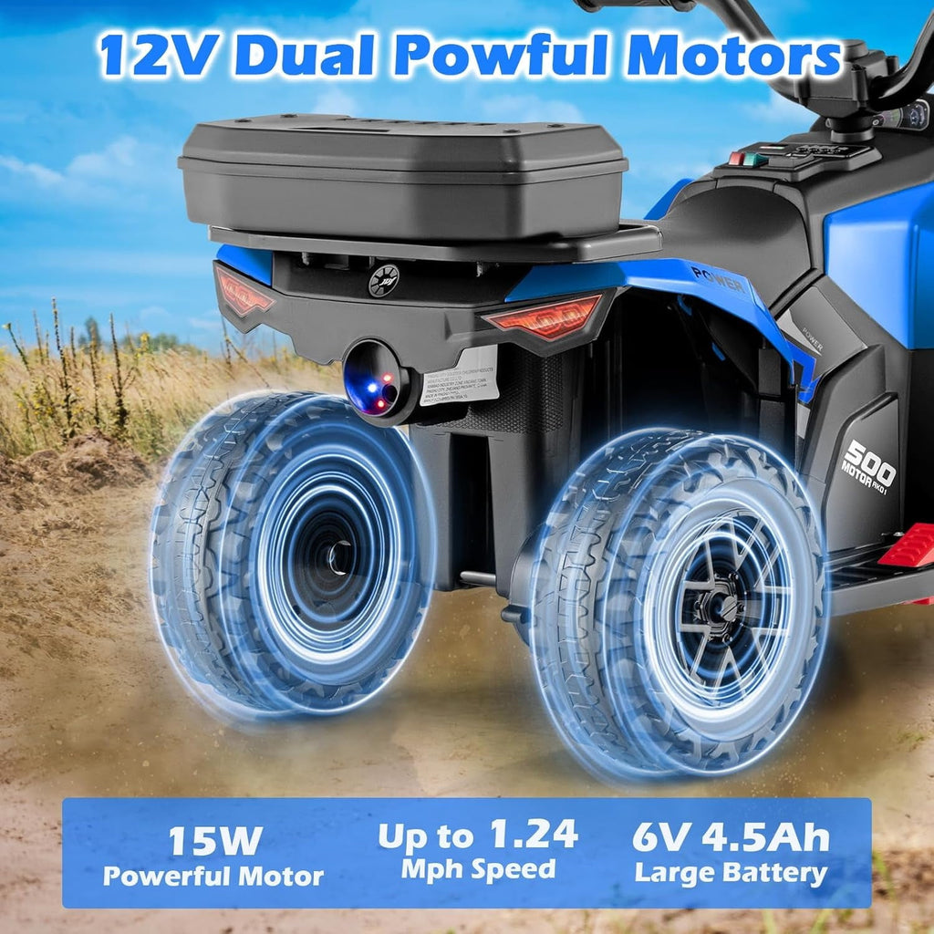 OLAKIDS Kids ATV with Spray Function, Remote Control, Storage Trunk, 6V Electric Toddler Ride on Toy