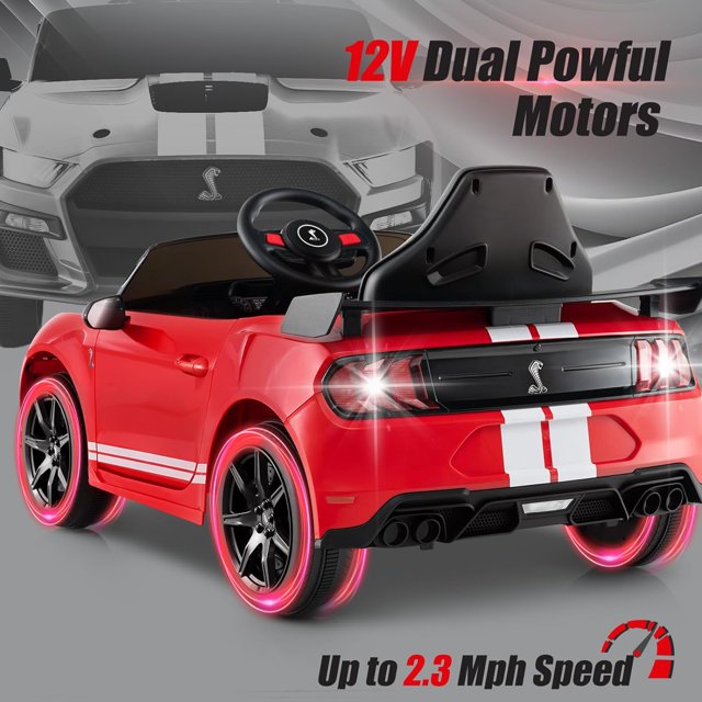 OLAKIDS Licensed Ford Mustang GT500 Ride on Car Battery Powered Electric Vehicle for Aged 3-8