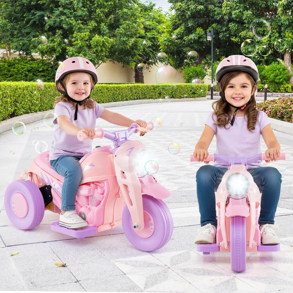 OLAKIDS 6V Kids Motorcycle Ride On with Automatic Bubble Function for Toddlers 3+