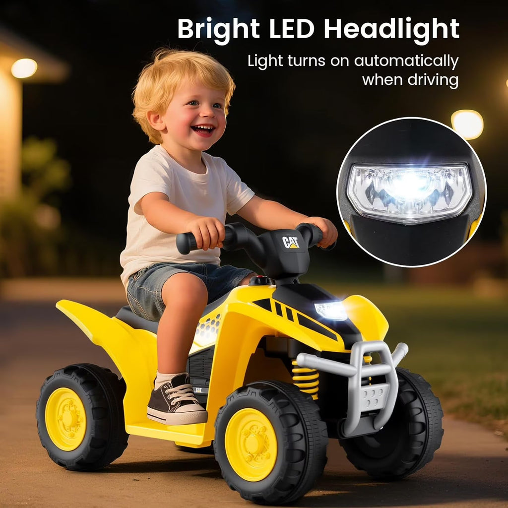 Licensed Caterpillar OLAKIDS 6V Kids ATV 4 Wheeler with LED Headlight and Horn for Toddlers 1.5-3