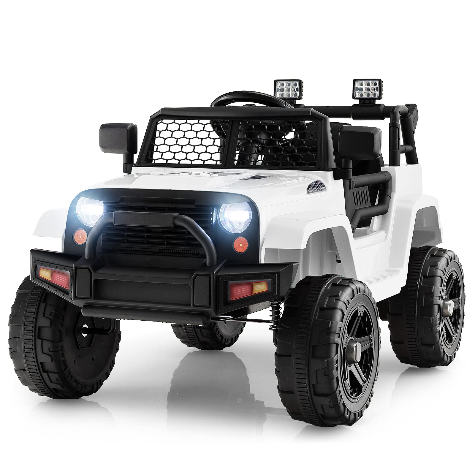 12V Electric Vehicle Car with Remote Control, Toddlers Battery Powered Toy with 2 Speeds, Spring Suspension OLAKIDS