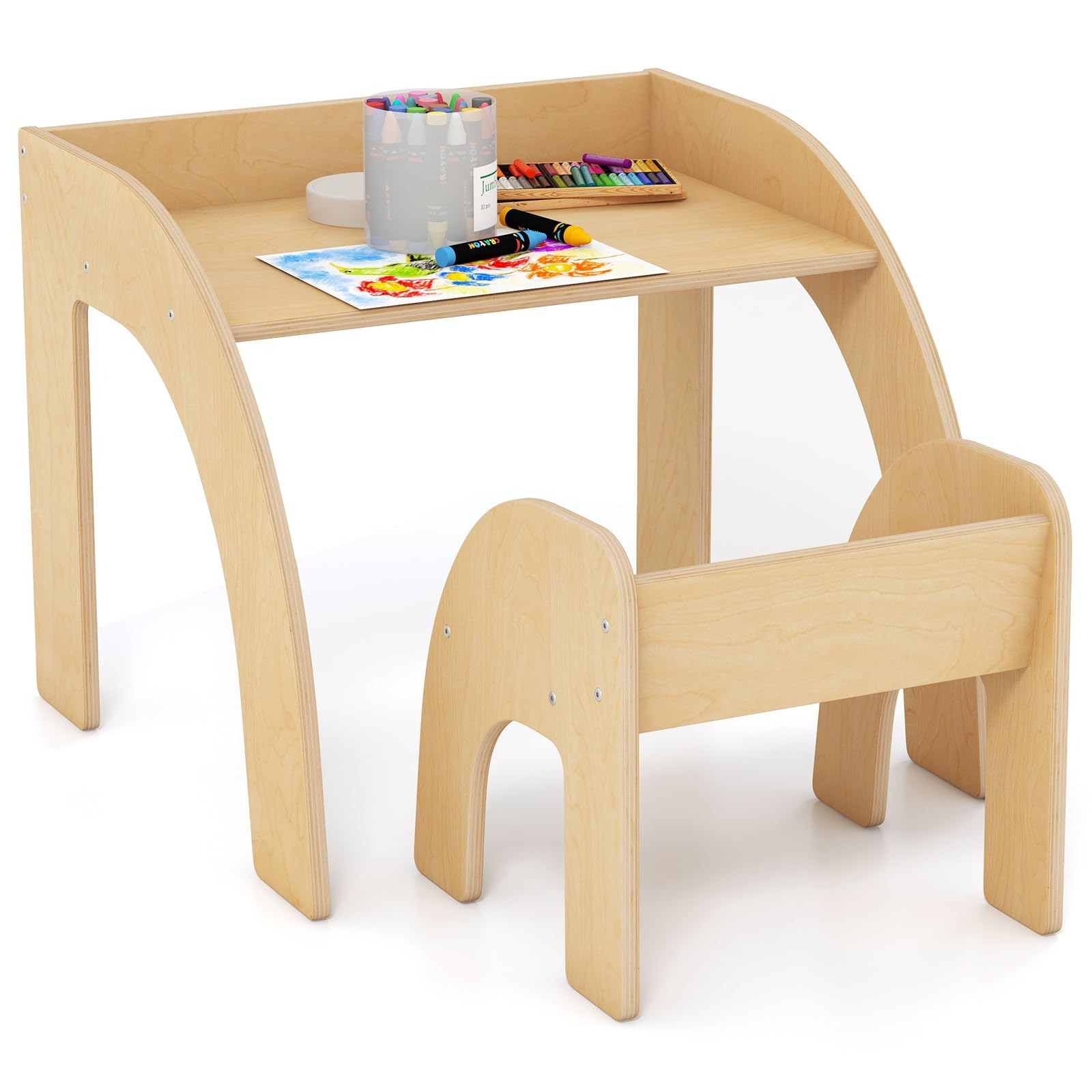 OLAKIDS Kids Table and Chair Set, Wooden Activity Table for Toddlers