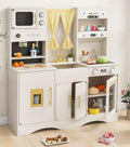 OLAKIDS Kids Kitchen Playset Cooking Toy Kitchen Set with Coffee Machine Stove Removable Sink Microwave Storage Cabinet