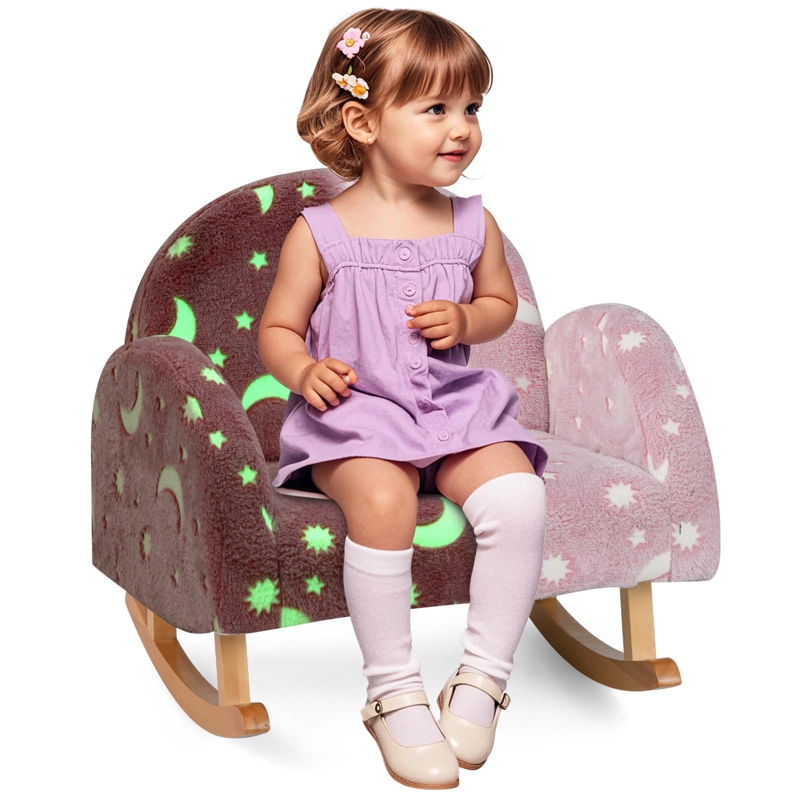 OLAKIDS Kids Sofa with Glow in The Dark, Toddler Rocking Chair
