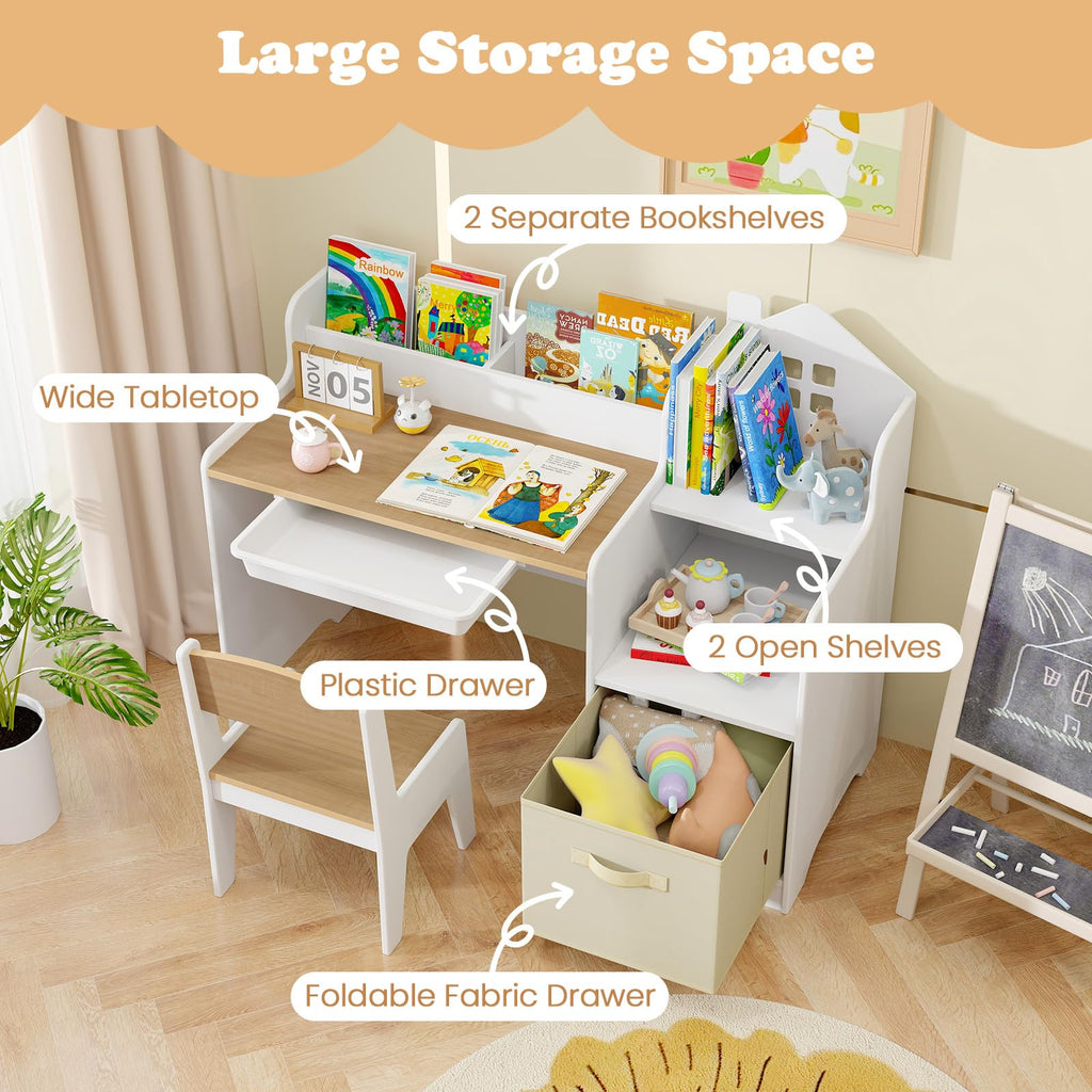 OLAKIDS Kids Table and Chair Set, Toddler Art Craft Play Wood Activity Desk with Chairs, Children Furniture