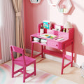 OLAKIDS Table and Chair Set, Toddler Wooden Student Study Desk with Chair Storage Hutch Compartments Drawers