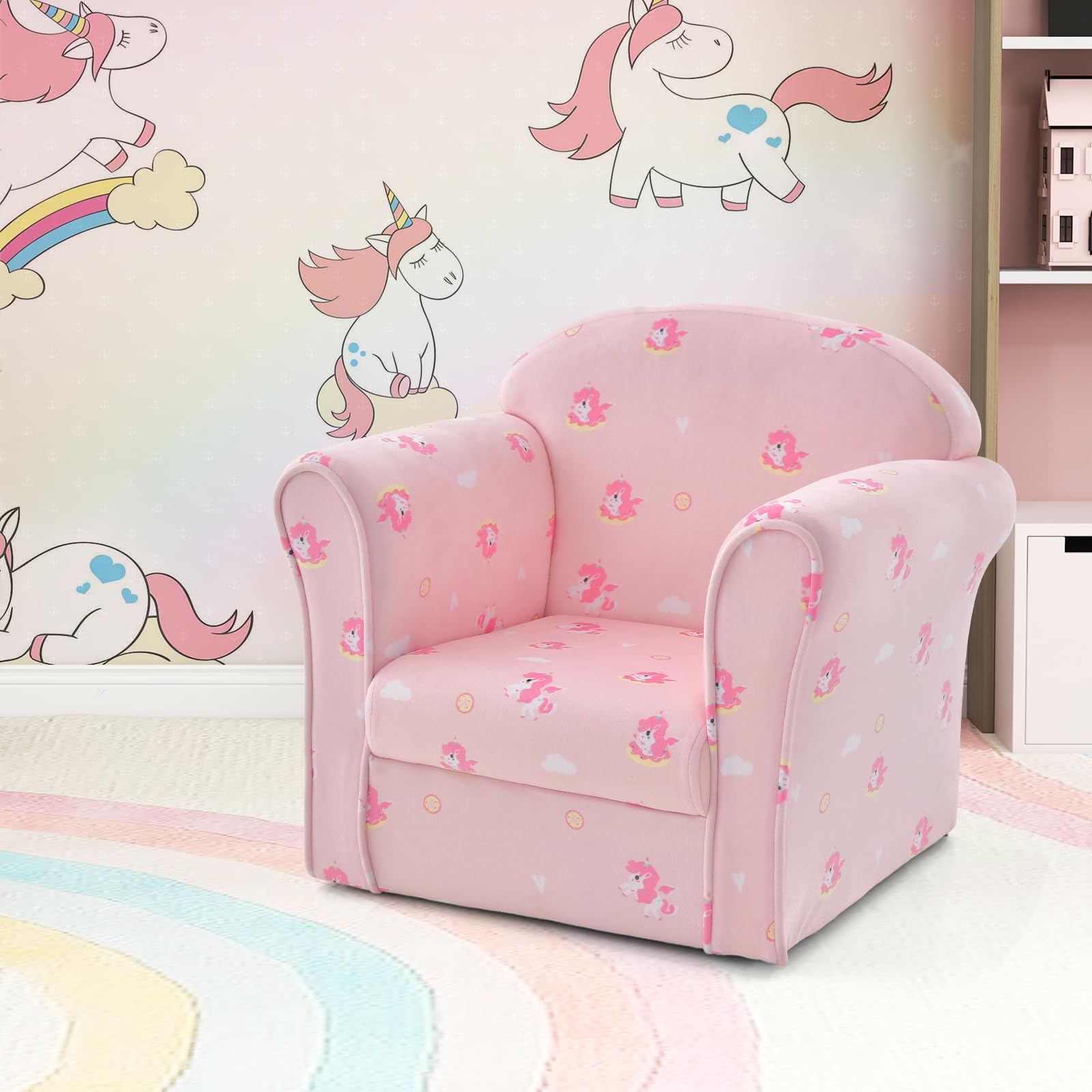 OLAKIDS Kids Sofa, Toddler Armchair Chair with Sturdy Wood Construction, Upholstered Children Armrest Couch