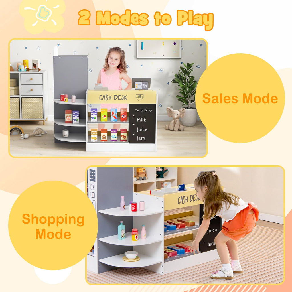 OLAKIDS Kids Grocery Store Playset, Wooden Supermarket Toy Set