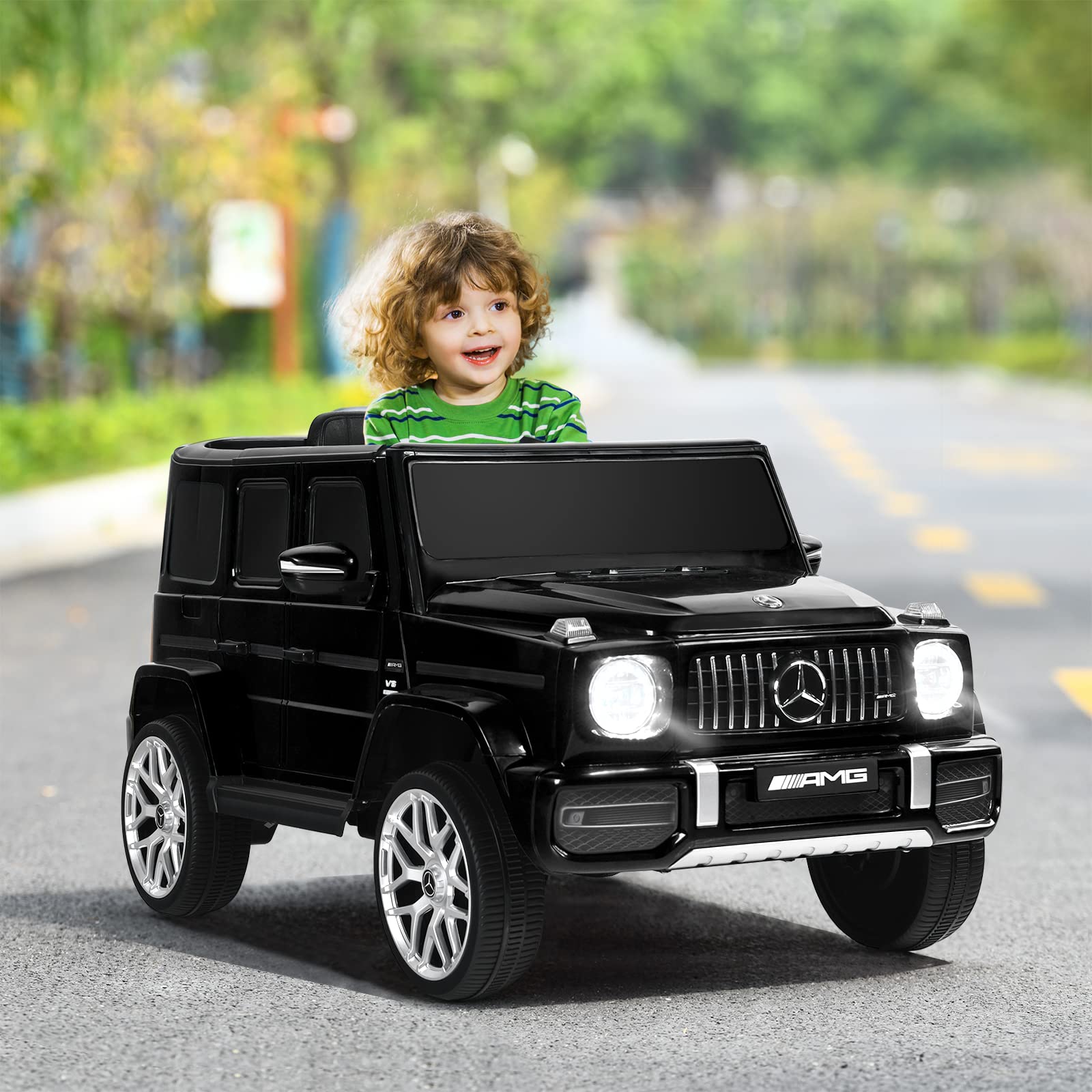 OLAKIDS 12V Kids Ride On Car, Licensed Mercedes Benz G63 Electric Vehicle with Remote Control, Double Open Doors, Music, Bluetooth, 2 Speeds, Wheels Suspension, Battery Powered Driving Toy OLAKIDS