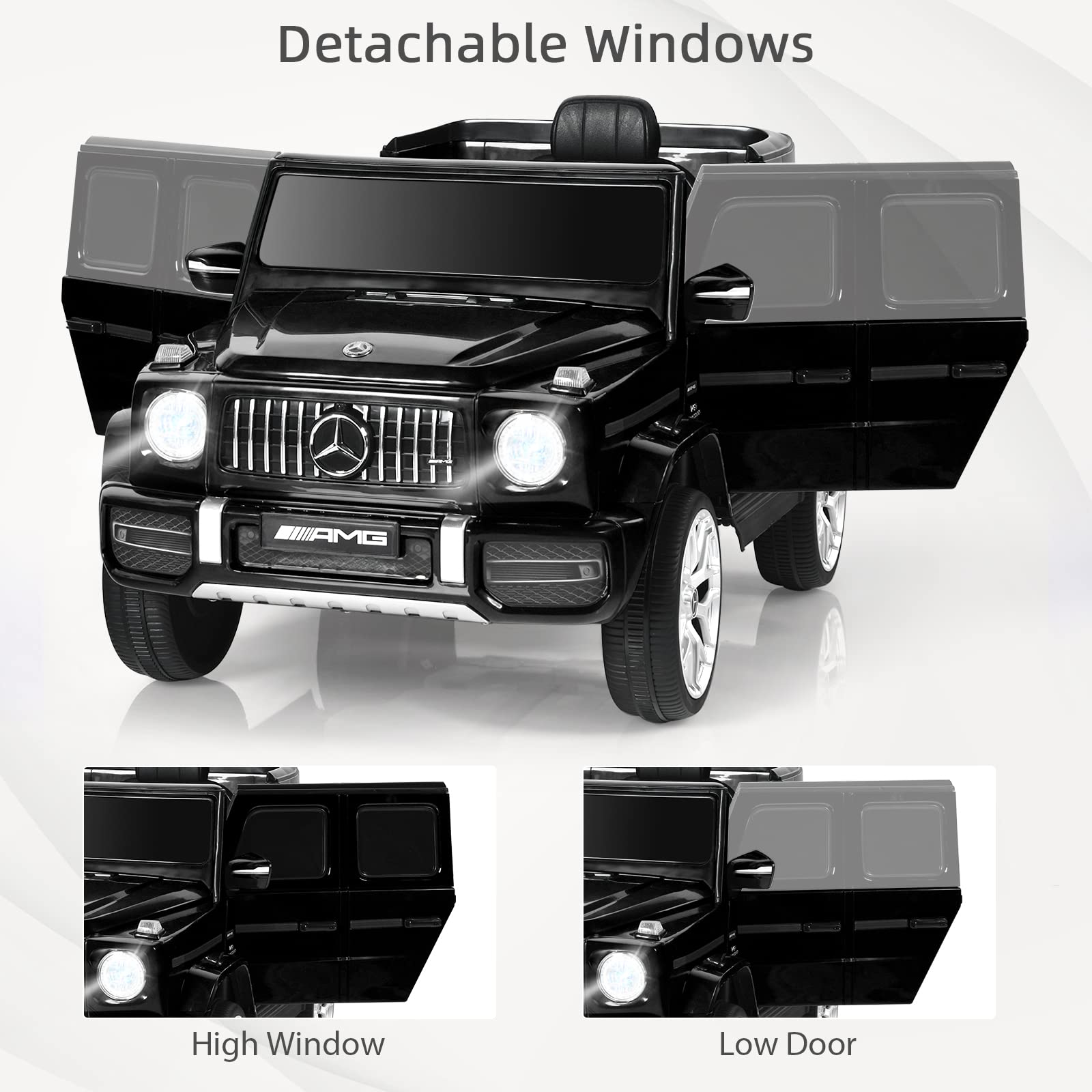 OLAKIDS 12V Kids Ride On Car, Licensed Mercedes Benz G63 Electric Vehicle with Remote Control, Double Open Doors, Music, Bluetooth, 2 Speeds, Wheels Suspension, Battery Powered Driving Toy OLAKIDS