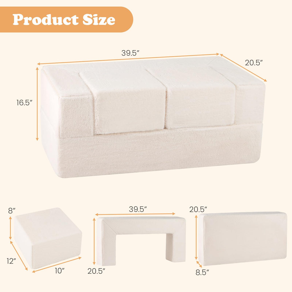 OLAKIDS Modular Kids Play Couch, Toddler Sectional Fort Building Sofa