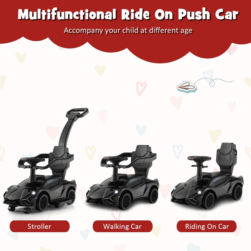 OLAKIDS 3 in 1 Ride on Push Car, Licensed Lamborghini Baby Stroller Sliding Walking Car