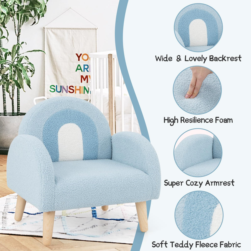 OLAKIDS Kids Sofa, Toddler Armchair with Solid Wooden Frame Anti-Tipping Design Plush Fabric