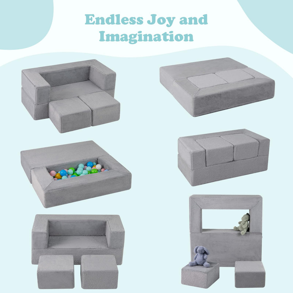 OLAKIDS Modular Kids Play Couch, Toddler Sectional Fort Building Sofa
