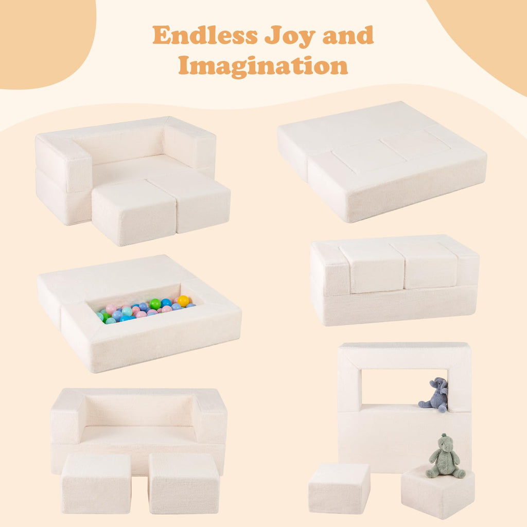 OLAKIDS Modular Kids Play Couch, Toddler Sectional Fort Building Sofa