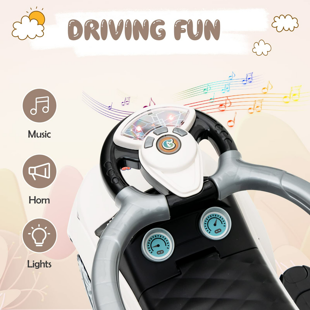 OLAKIDS 4 in 1 Ride on Push Car, Toddlers Stroller Sliding Walking Toy with Horn, Music, Lights, Removable Guardrails and Handle OLAKIDS