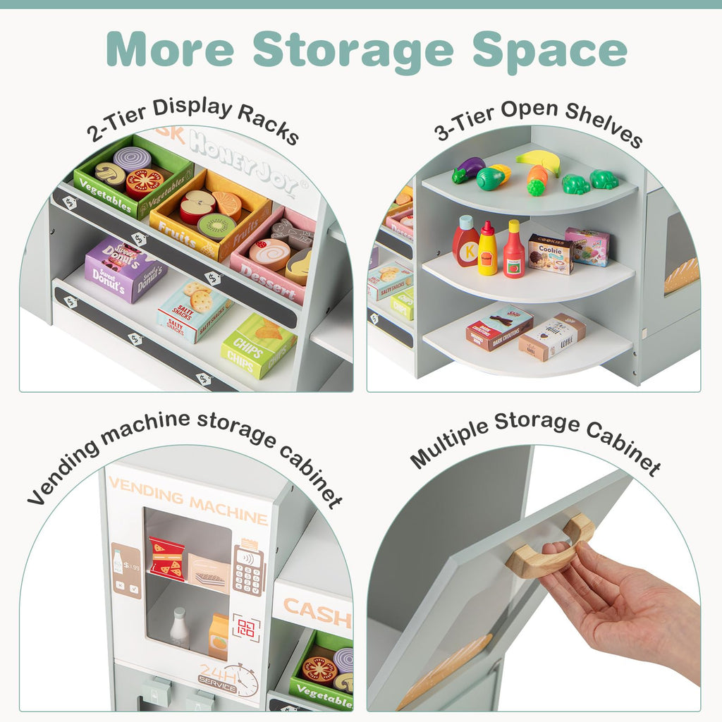 OLAKIDS Grocery Store Playset, Kids Play Store, Wooden Supermarket Playset, Pretend Play Store Gift for Toddler