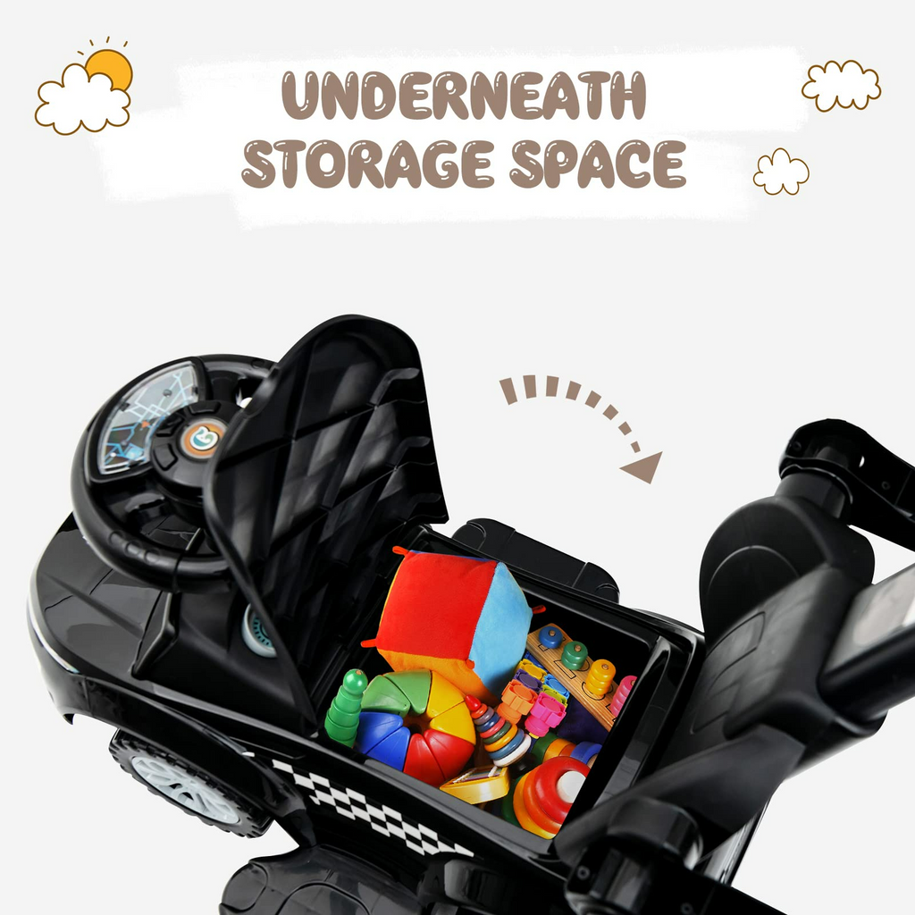 OLAKIDS 4 in 1 Ride on Push Car, Toddlers Stroller Sliding Walking Toy with Horn, Music, Lights, Removable Guardrails and Handle OLAKIDS