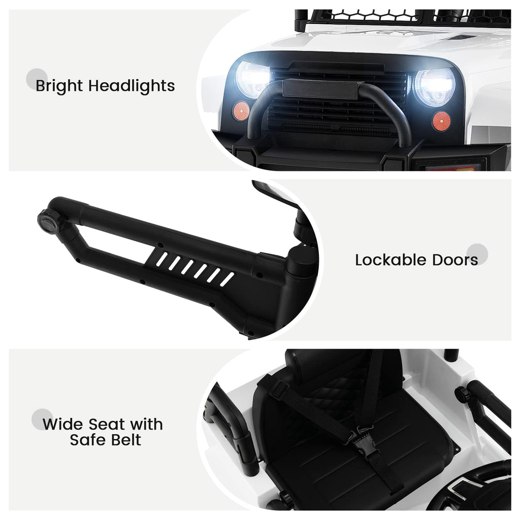 12V Electric Vehicle Car with Remote Control, Toddlers Battery Powered Toy with 2 Speeds, Spring Suspension OLAKIDS
