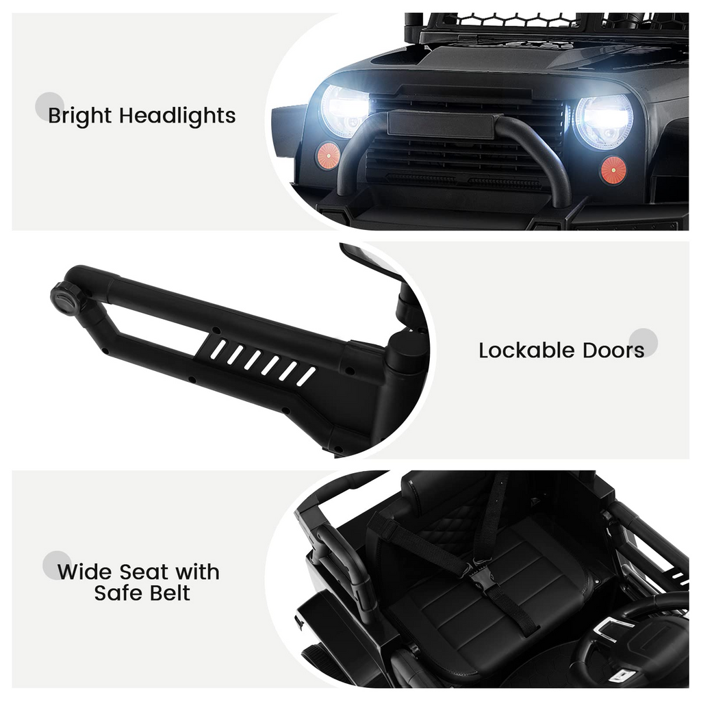12V Electric Vehicle Car with Remote Control, Toddlers Battery Powered Toy with 2 Speeds, Spring Suspension OLAKIDS