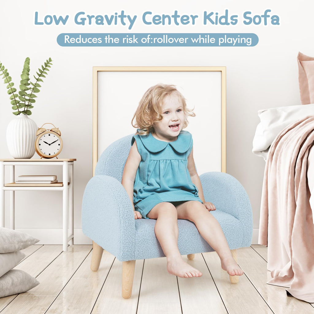 OLAKIDS Kids Sofa, Toddler Armchair with Solid Wooden Frame Anti-Tipping Design Plush Fabric