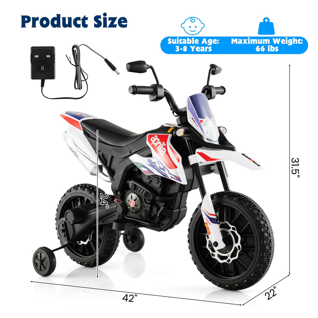 OLAKIDS Kids Motorcycle 12V, Electric Ride-on Motorbike for Toddlers with Training Wheels