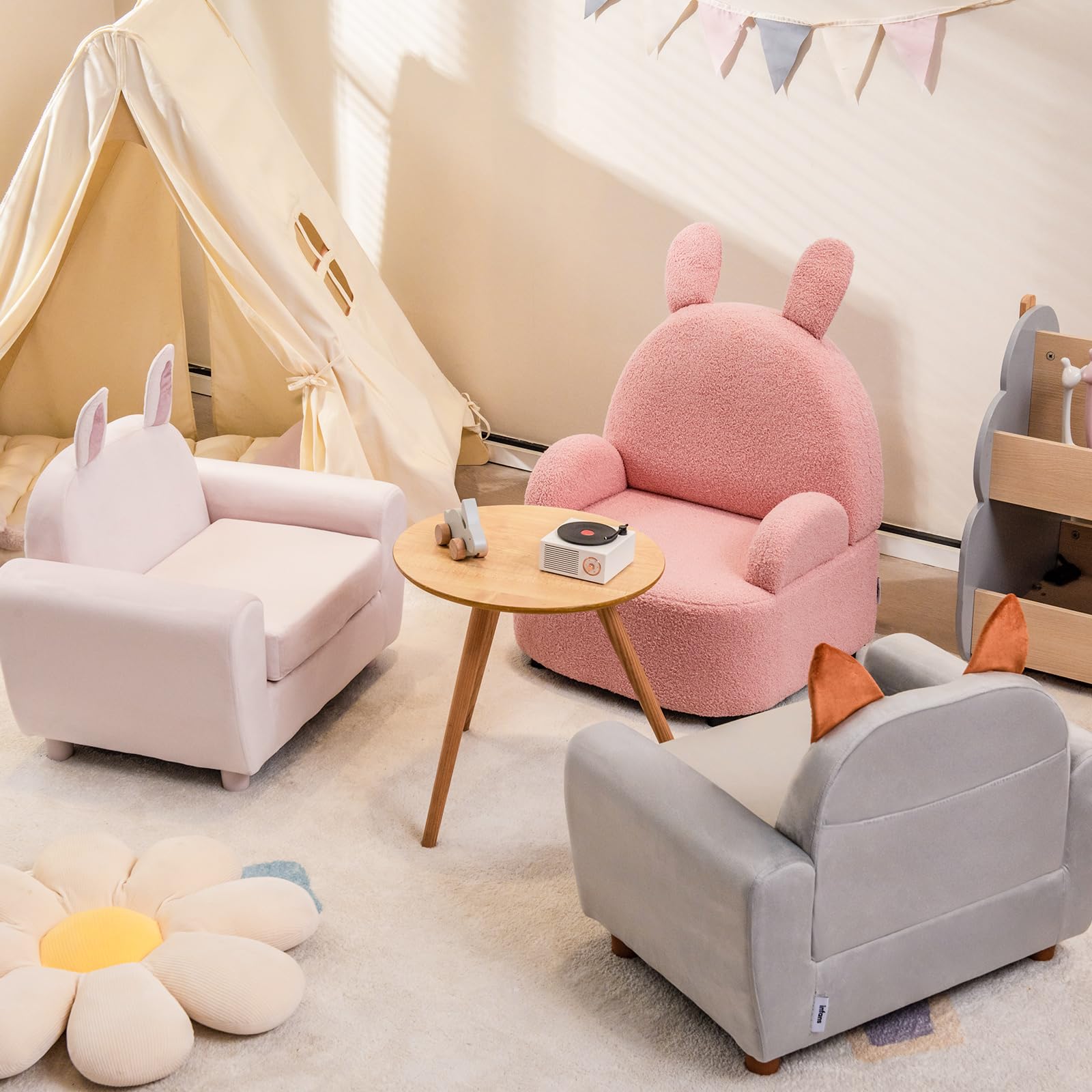 OLAKIDS Kids Sofa, Children Armrest Chair with Sturdy Wood Construction and Dutch Velvet