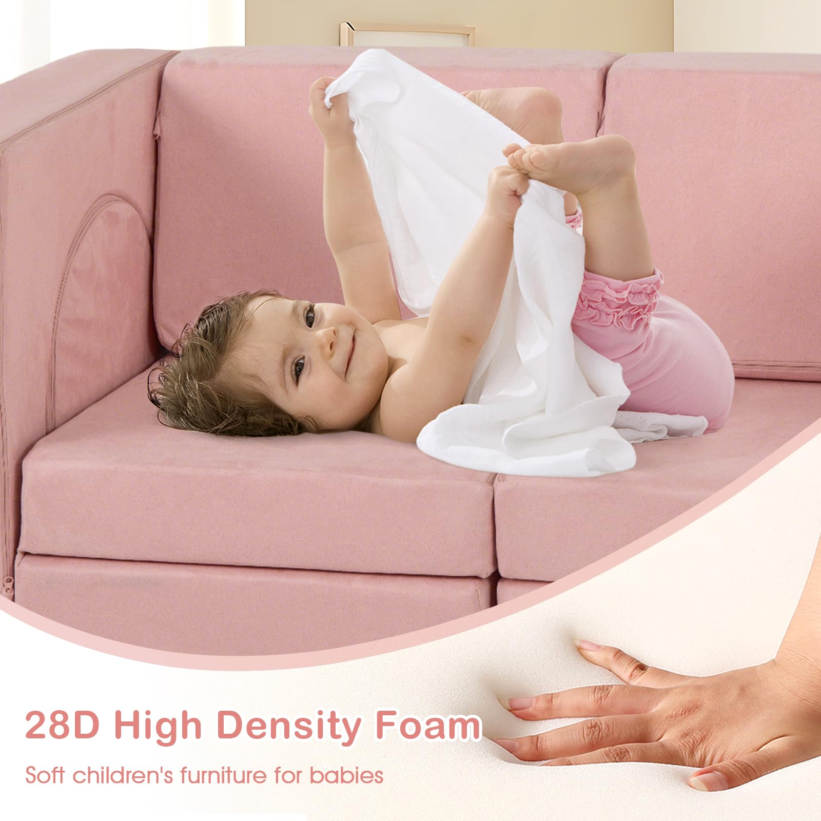 OLAKIDS Modular Kids Play Couch, 8 PCS Toddler Creative Sectional Fort Building Sofa