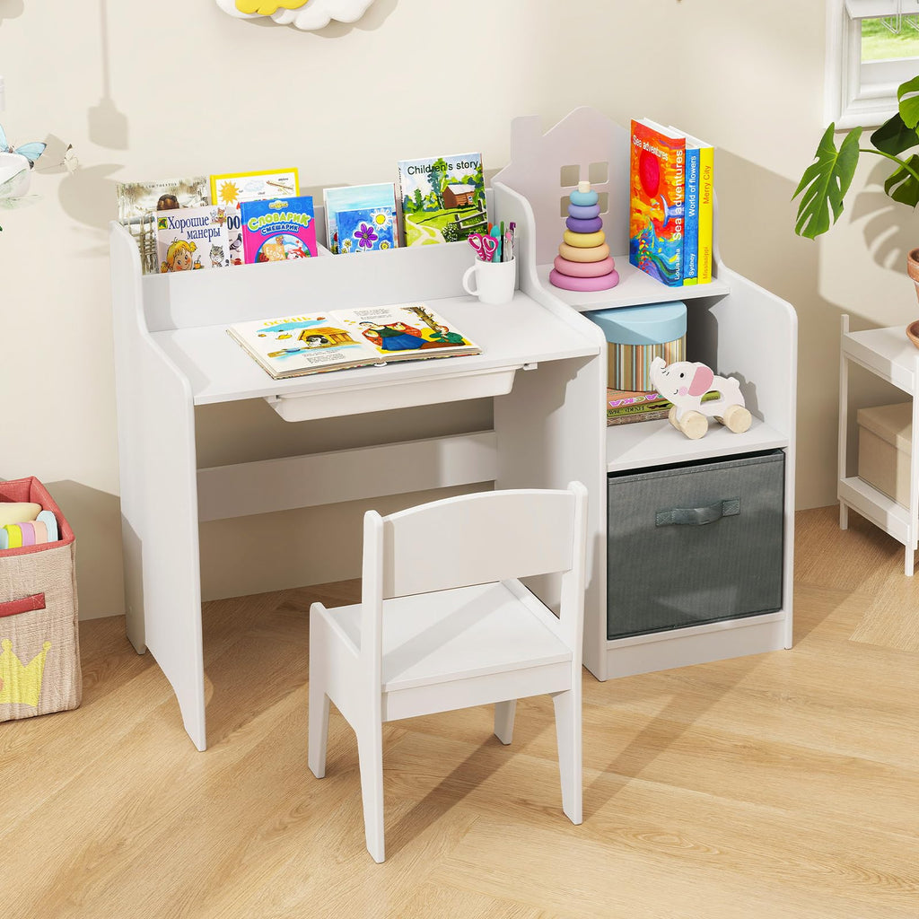 OLAKIDS Kids Table and Chair Set, Toddler Art Craft Play Wood Activity Desk with Chairs, Children Furniture