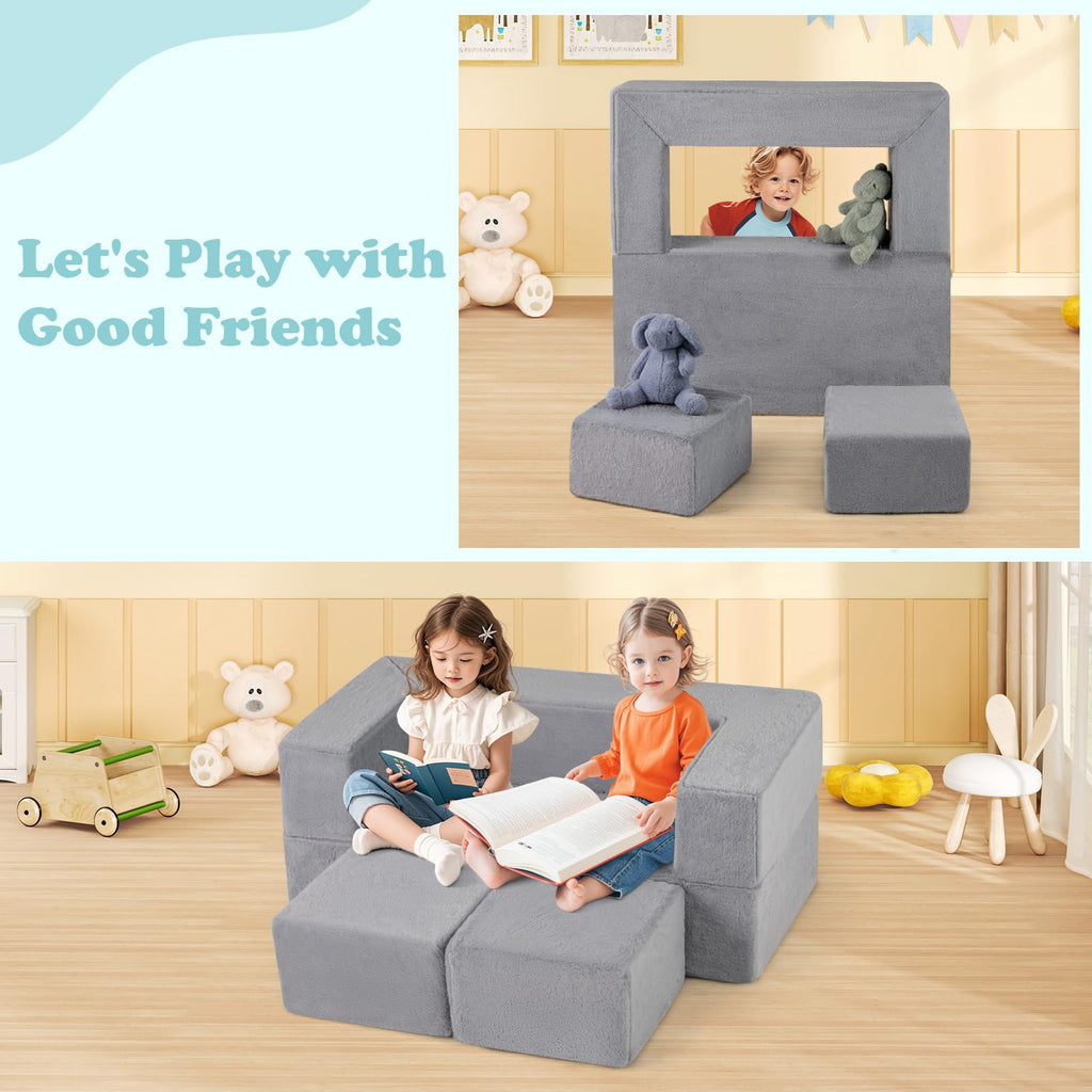 OLAKIDS Modular Kids Play Couch, Toddler Sectional Fort Building Sofa