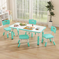 OLAKIDS Kids Table and Chiar Set, Height Adjustable Toddler Desk and 4 Chairs