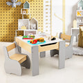 OLAKIDS 3 in 1 Kids Table and Chair Set, Wood Multi Activity Table with Removable Tabletop, Detachable Blackboard