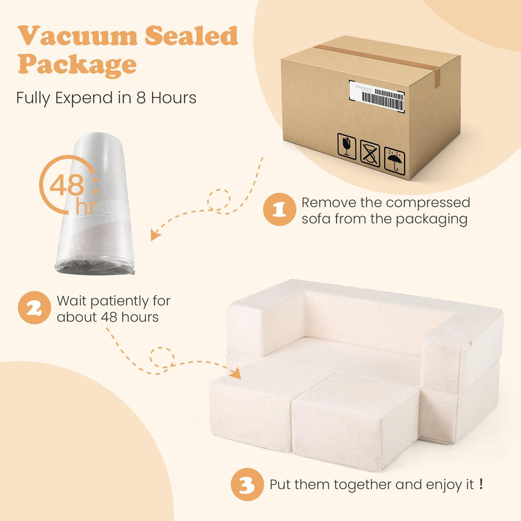 OLAKIDS Modular Kids Play Couch, Toddler Sectional Fort Building Sofa