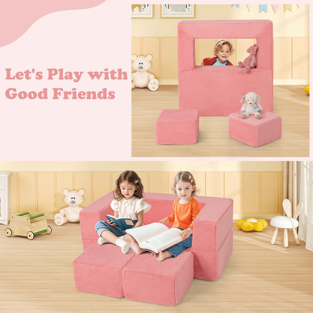OLAKIDS Modular Kids Play Couch, Toddler Sectional Fort Building Sofa