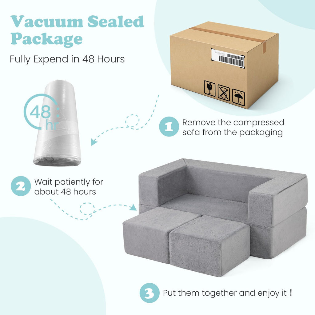 OLAKIDS Modular Kids Play Couch, Toddler Sectional Fort Building Sofa