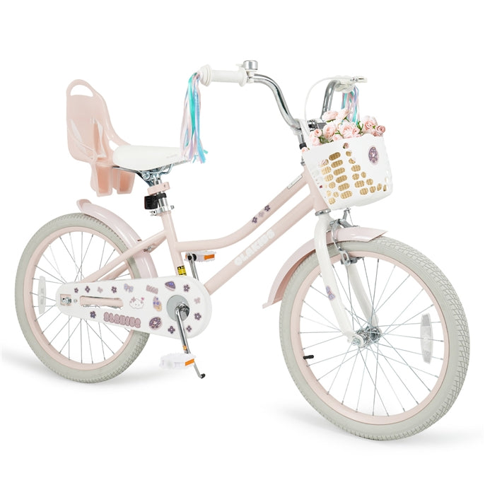 Olakids Girls Bike 12-20 Inch with Doll Seat Training Wheels Basket Dual Brakes